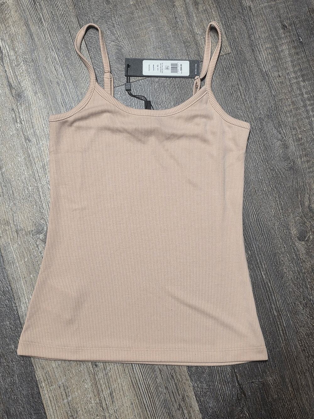 BCBGMAXAZRIA NWT Pink Ribbed Cami Tank Top Adjustable Strap Scoop Neck Size XS